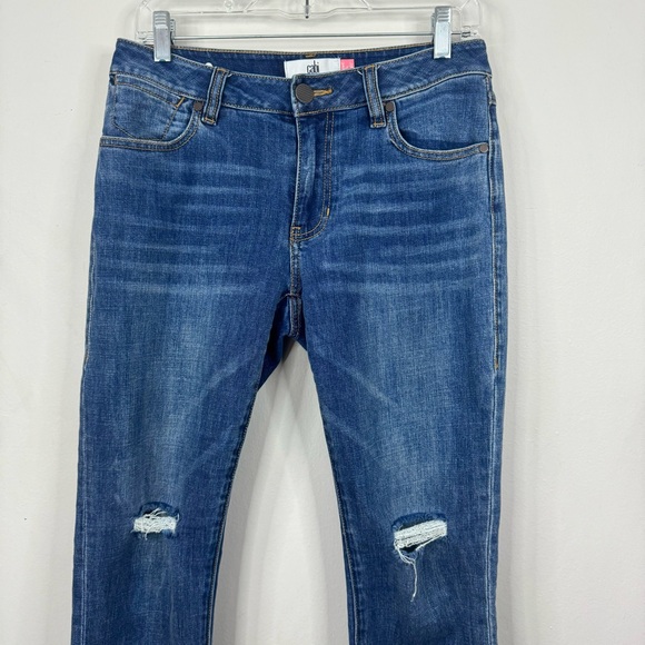 CAbi Jeans Cropped High Rise Straight Size 4 #5495 Raw Hem Distressed Boho - Picture 4 of 11
